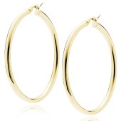 Cercei rotunzi argint placati cu aur galben Ø50 mm x 3 mm Classic Hoops DiAmanti KHR350G-DIA